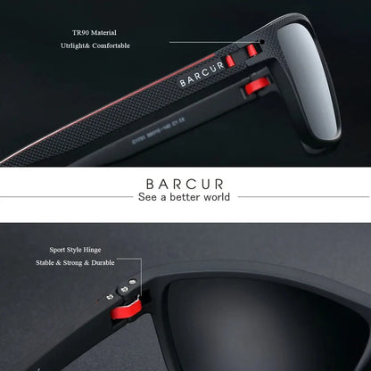 BARCUR Design TR90 napszemüveg férfiaknak, polarizált, könnyű sportnapszemüveg nőknek, szemüveg-kiegészítő, Oculos UVAB védelem