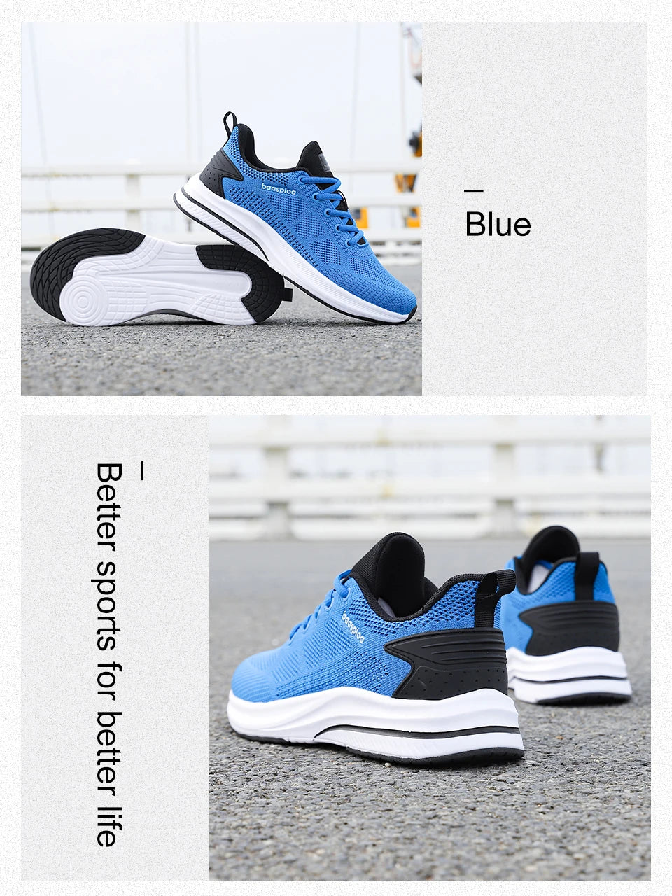 Baasploa løbesko til mænd – mærke, designer, mesh, casual sneakers, letvægts, snøresko, nye herresko til udendørs sport og tennis