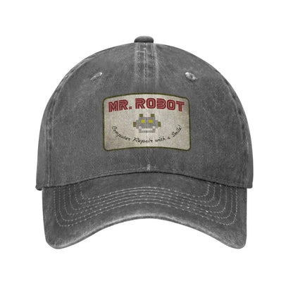 Czapki baseballowe dla mężczyzn z nadrukiem „Computer with Sourires”, „Anime”, „Funny”, „Mr Robot”, „Custom”, „Retro Cowboy” i „Washed” – dżinsowe czapki przeciwsłoneczne w stylu hip-hopowym