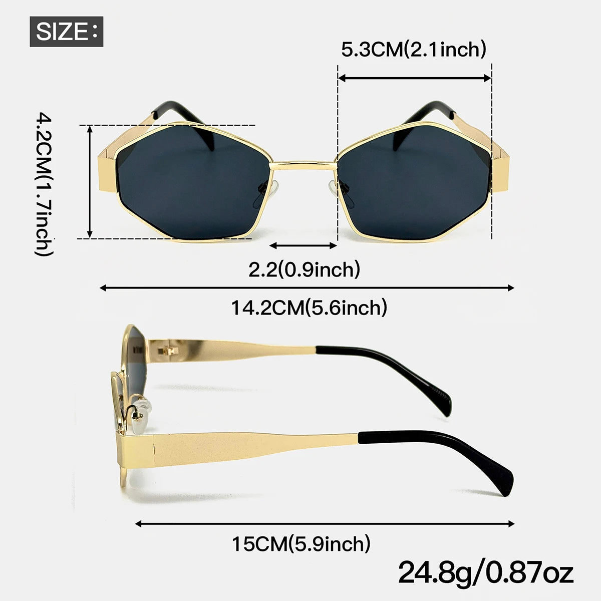 2Pcs Fashionable Oval & Polygonal Frame Combination Sunglasses, Metal Frame Pc Lenses, Fashionable Wear, Holiday Gifts