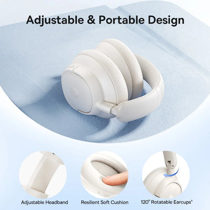 Baseus Bass EH10 NC Wireless Headphones Bluetooth 6.0 Noise Canceling 45dB Over Ear Headset Spatial Audio Earphone 80H Time