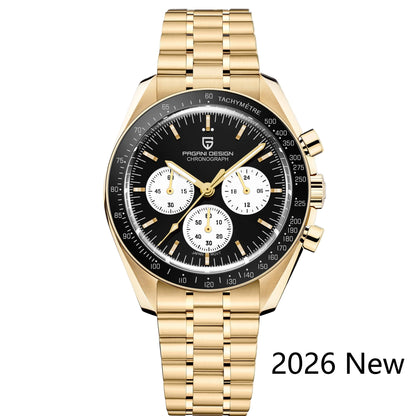 PAGANI DESIGN – Nouvelle montre à quartz de luxe pour homme, dotée d’un cadran à motif météorite, chronographe sportif, verre saphir avec traitement antireflet.