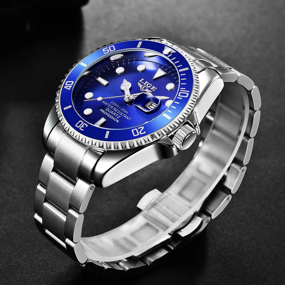 Montre pour homme LIGE – Chronographe à quartz, étanche, style décontracté et professionnel, accessoire de mode de luxe d'une grande marque.