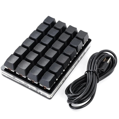 Mini teclado mecânico USB personalizado de 24 teclas preto/branco para gaming, Sayo Device, teclado programável de atalhos com teclas macro