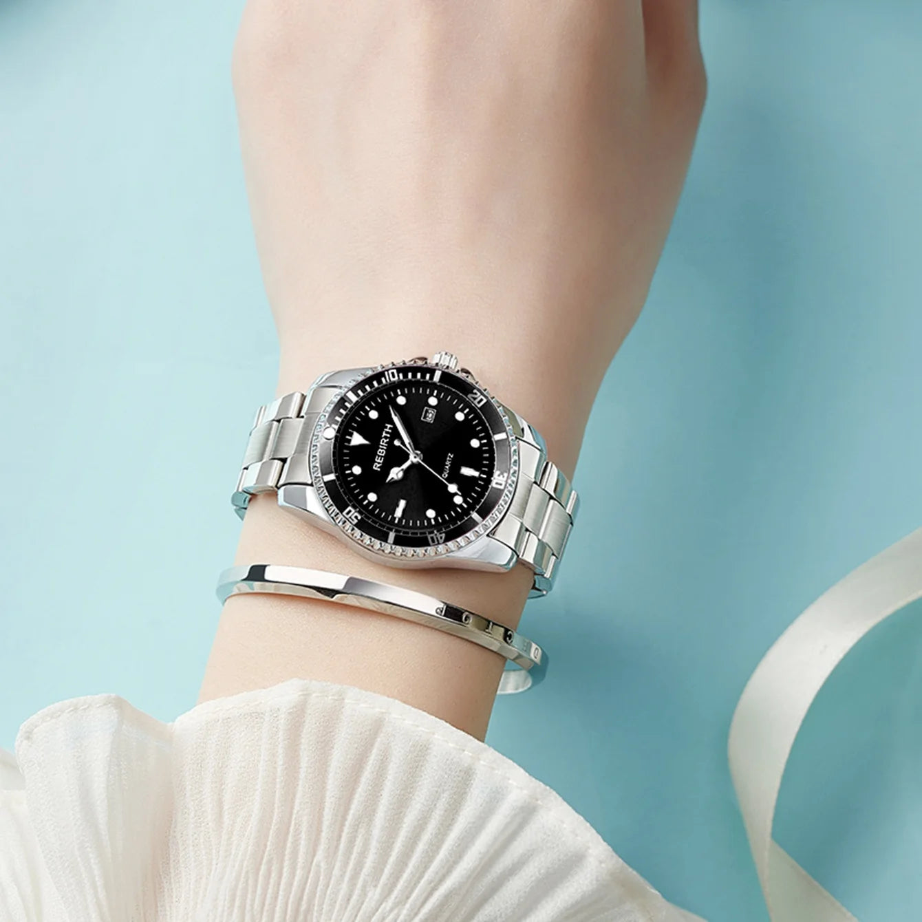 Women's Stainless Steel Strap Elegant Business Classic Date Quartz Watch