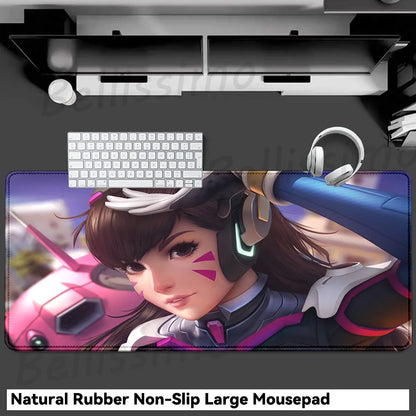 Accessori gaming O-Overwatch D-D.va Tappetino mouse grande Tappetino per tastiera e mouse PC Scrivania XXL Tappetini estesi Gamer Mausepad