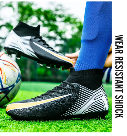 High Top Football Boots Men's Large Size 47 Training Sports AG Long Nail TF Broken Nail Ball Shoes Net Lining Rubber Outsole
