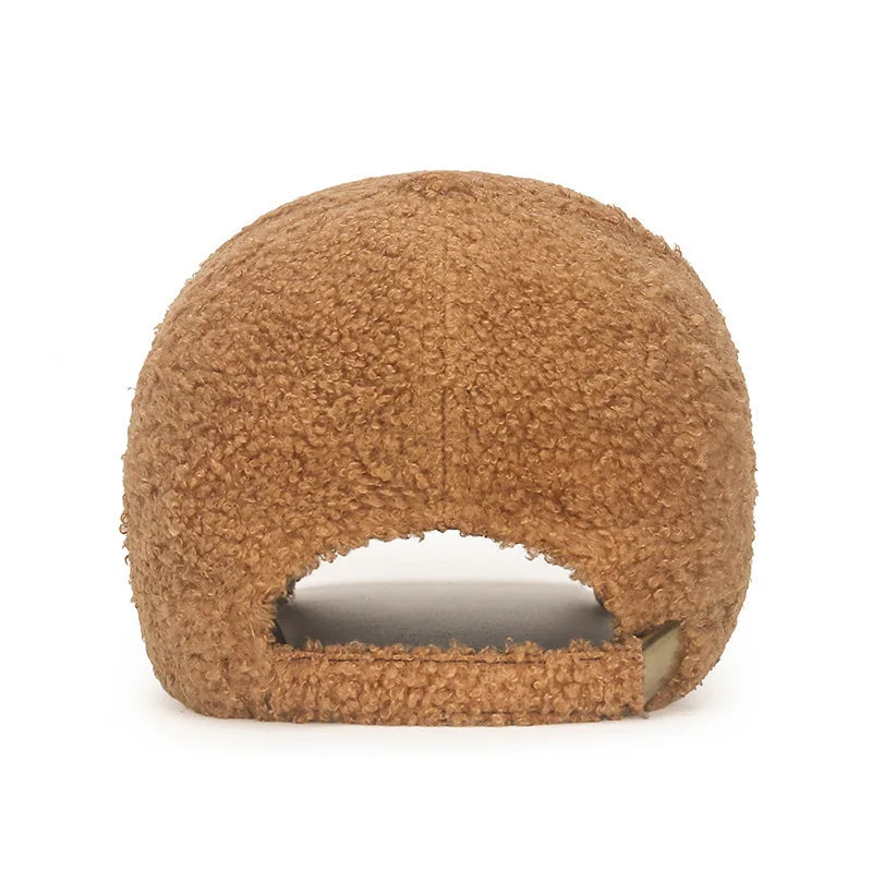 Winter Lamb Wool Solid Color Plain Baseball Cap - Warm Teddy Fleece, Face-Flattering, Structured Crown