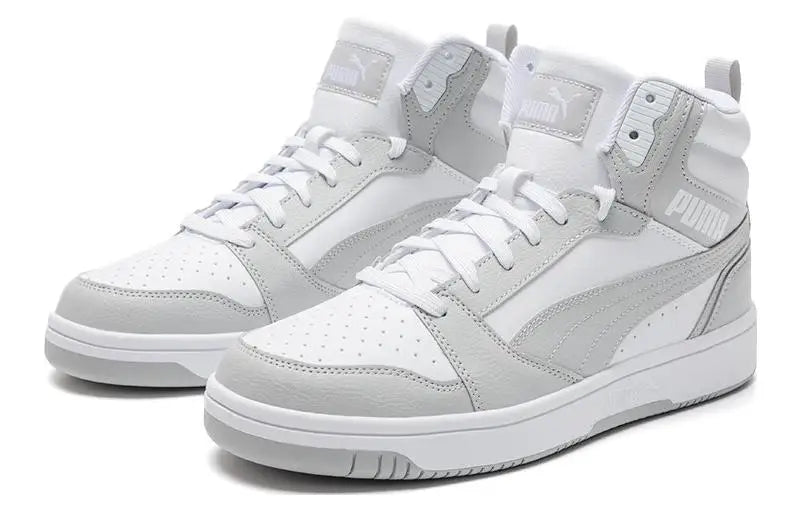 Baskets Puma Rebound Mid, couleur gris cendré et blanc, modèle 392326-05.
