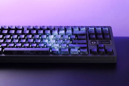 Teclas PBT transparentes con degradado galaxia morado y grabado lateral, 135 teclas, compatibles con teclado mecánico de 60/64/84/98/108 teclas