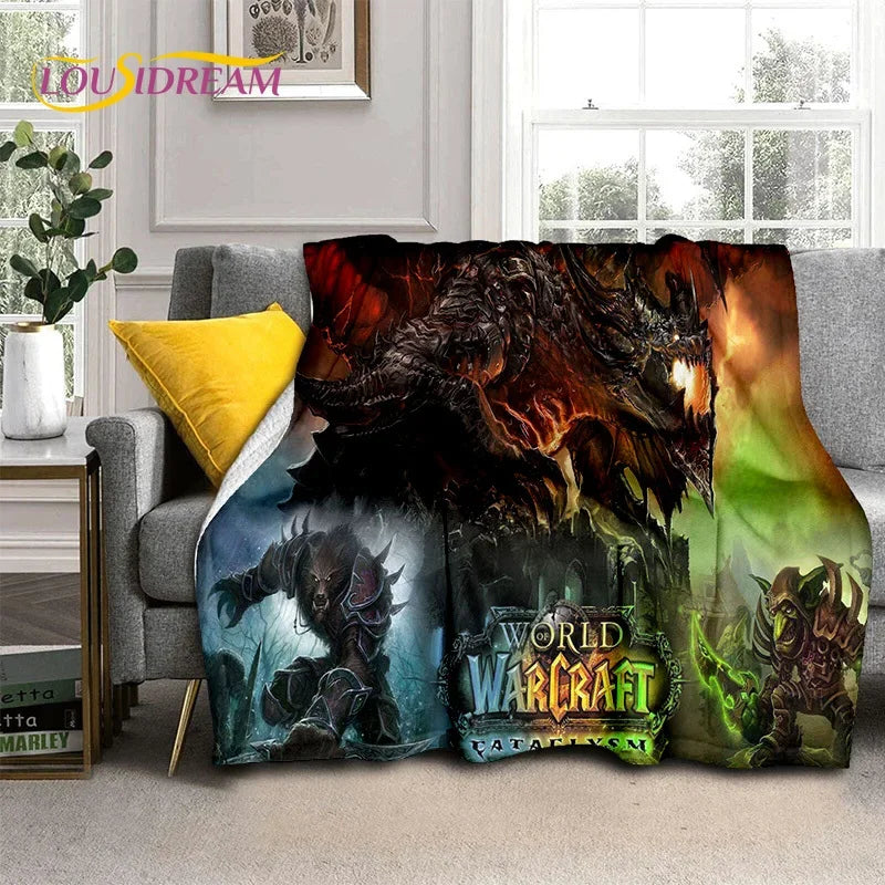 3D World of Warcraft-spil WOW Lich King DH-tæppe, blødt tæppe til hjemmet, soveværelset, sengen, sofaen, picnic, rejser, kontoret og børn