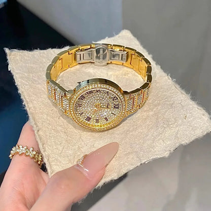 Luxury Shiny Fine Zircon Quartz Watch Elegant All-Star Jewels Women Mechanical Wristwatches Fashion Folding Wrist Watches Buckle