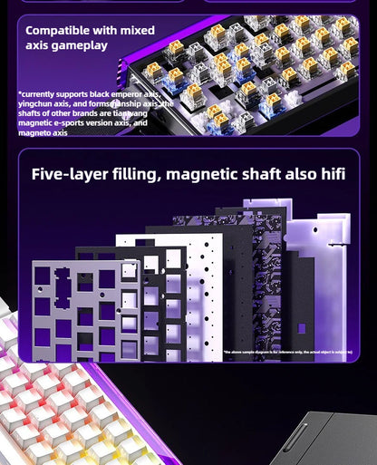 Magnetic Keyboard mechanical Aula Hero68he wired  RGB65% teclados gamer Hot-Swap pc 8000 Hz Polling Rate white clavier mecanique