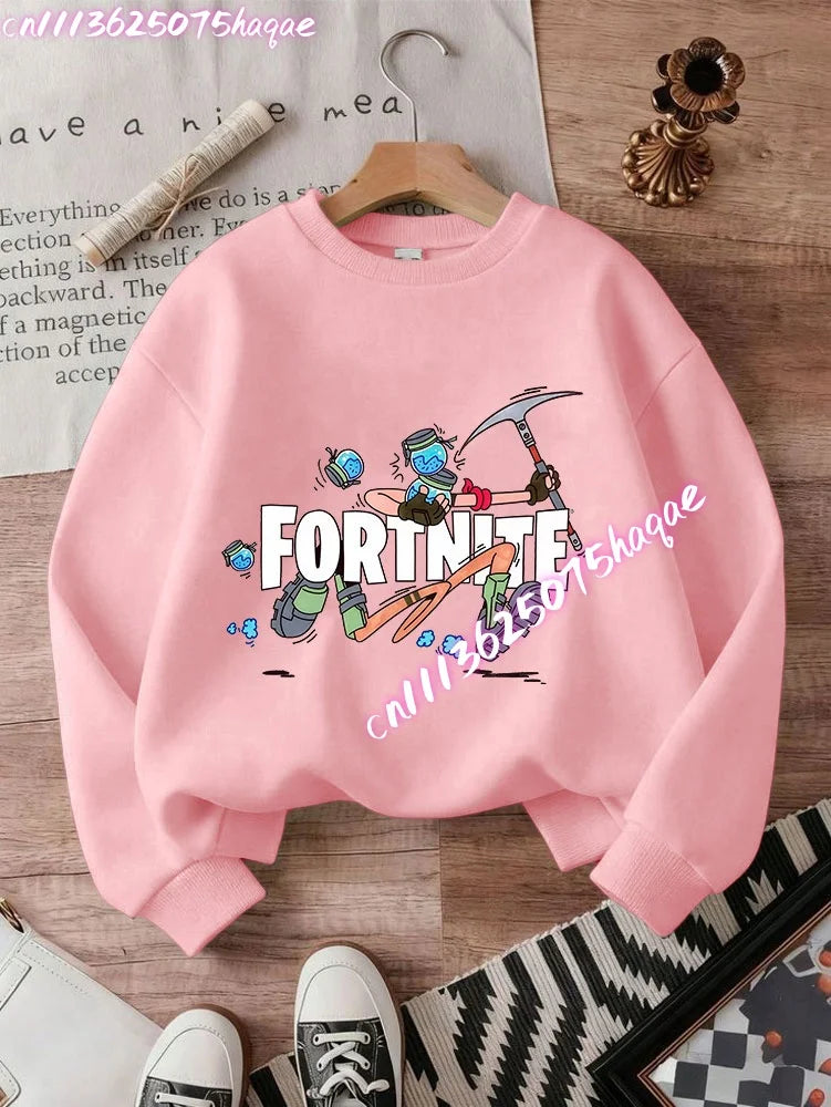 Neuer Fortnite-Kinder-Sweatshirt-Hoodie mit Cartoon-Spielcharakter-Print, lässiges Oberteil für Herbst und Winter, Baby- und Jungenbekleidung