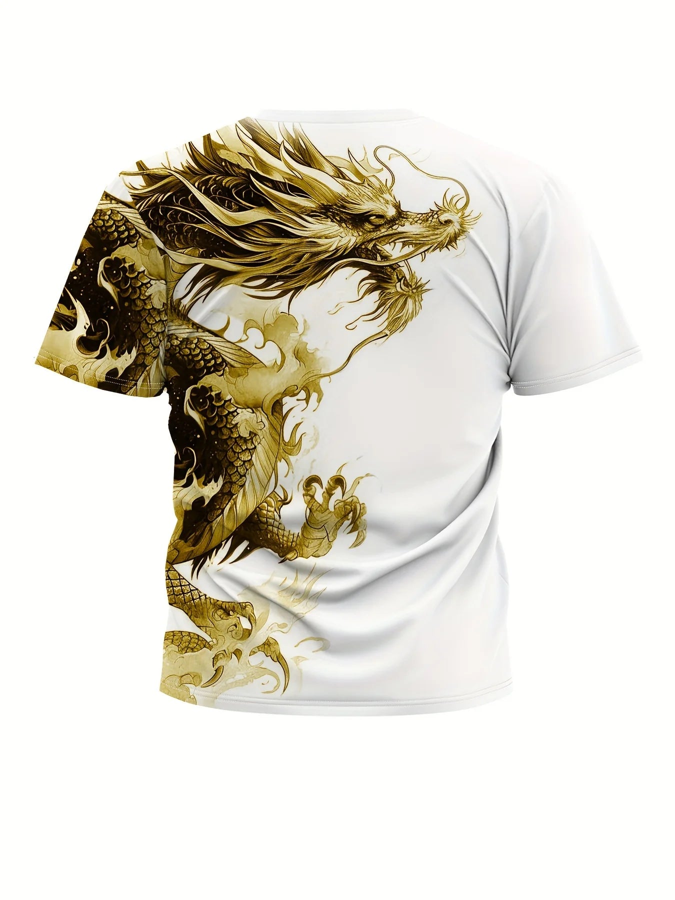 T-shirt da uomo con stampa drago, tessuto casual traspirante, maglietta grafica street style, moda outdoor, camicia a maniche corte da uomo