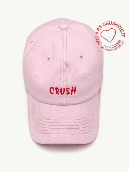Унисекс бейзболни шапки с бродерия „crush“ – черни шапки с избродирани инициали „Dad Hat“ – 100% памук, подходящи за четири сезона