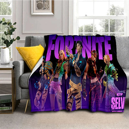 3D kreslená herní flanelová deka F-Fortnites, měkká a hřejivá deka na přehoz do ložnice, obývacího pokoje, na postel, cestování, kempování, piknik i jako dárek
