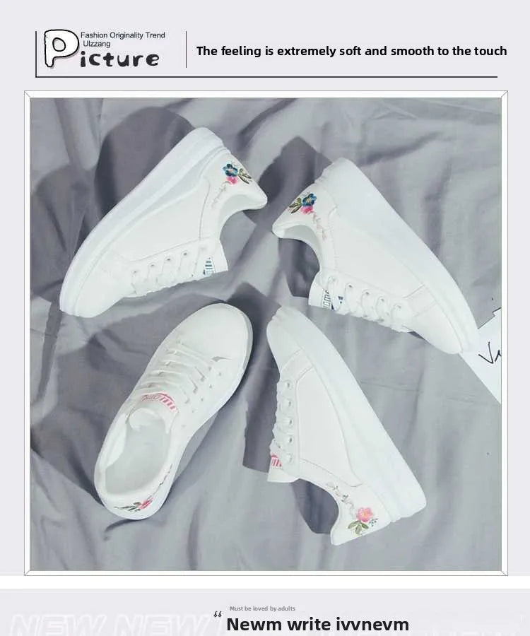 Schuhe 2025 Damen Laufschuhe Frühling Herbst, modisch, weiß, atmungsaktiv, mit bestickten Blumen, Schnürung, lässige Sneaker, Zapatos De Mujer