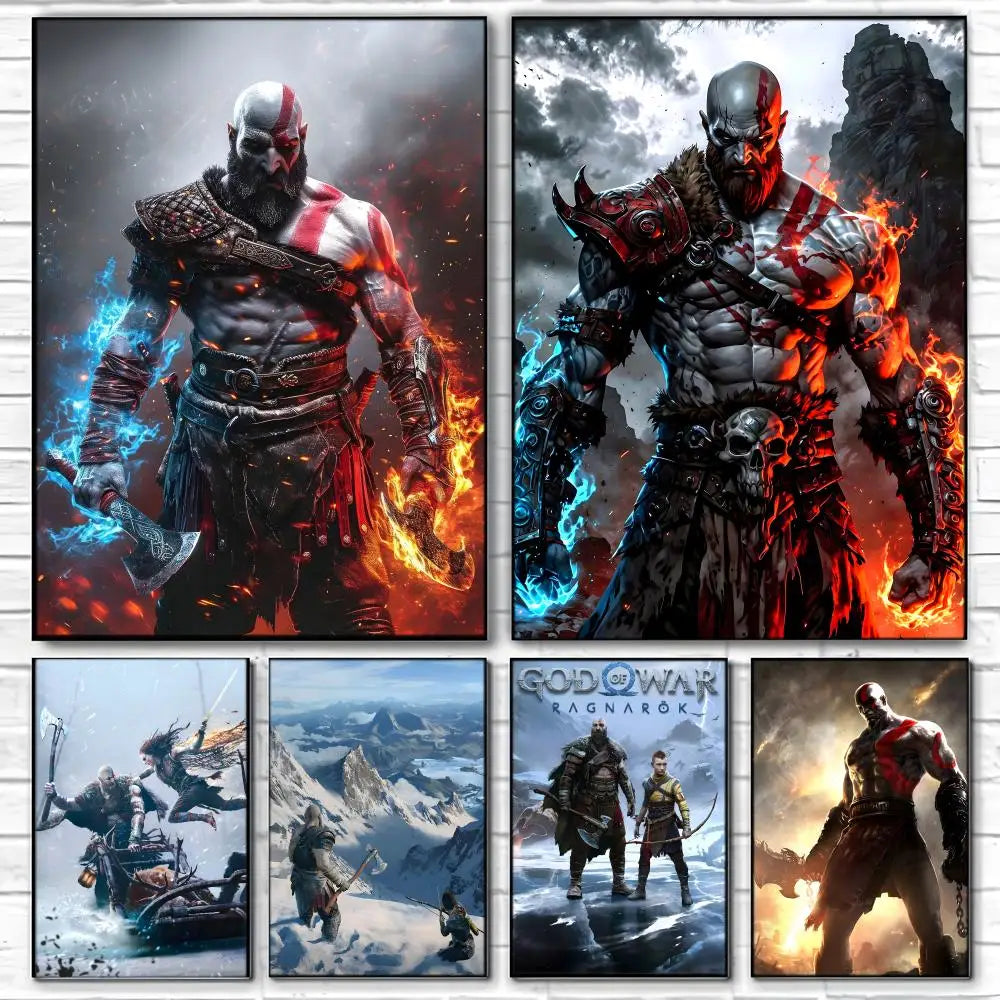 Game G-God of War poszter, öntapadó művészeti, vízálló papír matricák, kávézó, bár, szoba falidekoráció
