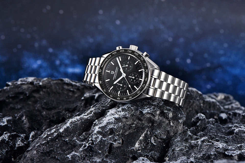 Relógio PAGANI DESIGN Moon – Cronógrafo de quartzo de luxo para homem, estilo desportivo, vidro de safira com tratamento antirreflexo, mostrador luminescente