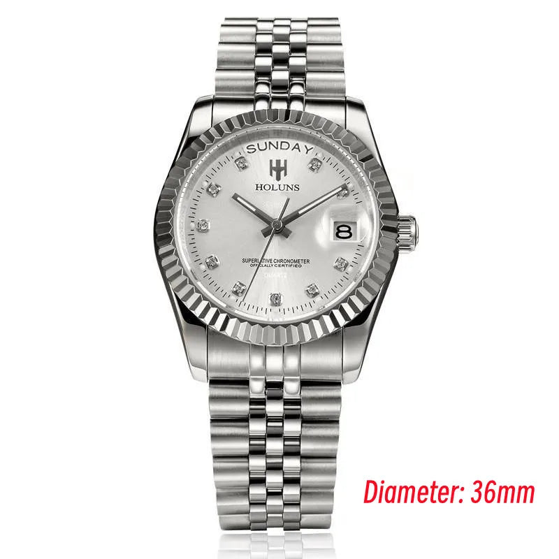 Holuns Luxury Classic 36/41 mm-es arany férfi karóra, japán MIYOTA kvarc szerkezet, rozsdamentes acél, klasszikus üzleti karóra, vízálló