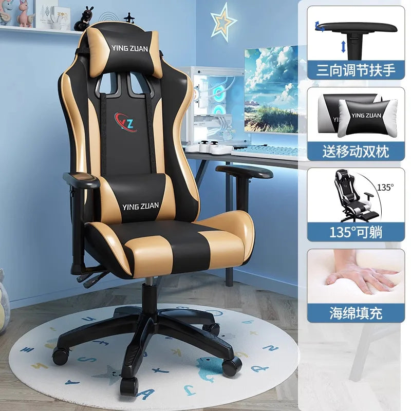 Herní židle Počítačová židle Pohodlné polohovací sedadlo Game LIVE Na kolej, pro studenty i domácnost Ergonomie pro dlouhé sezení