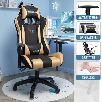 Herní židle Počítačová židle Pohodlné polohovací sedadlo Game LIVE Na kolej, pro studenty i domácnost Ergonomie pro dlouhé sezení