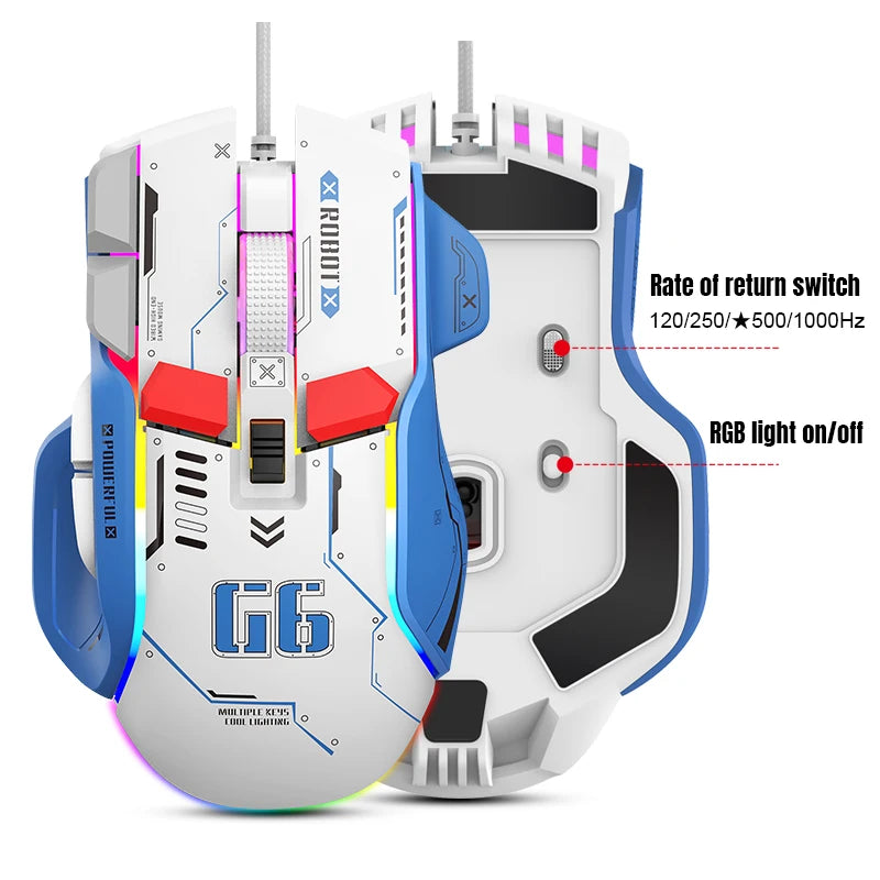 High-end Programmable Gaming Mouse Wired 12800 DPI 12 keys RGB Game Mice for Windows IOS Home Office Laptop PC