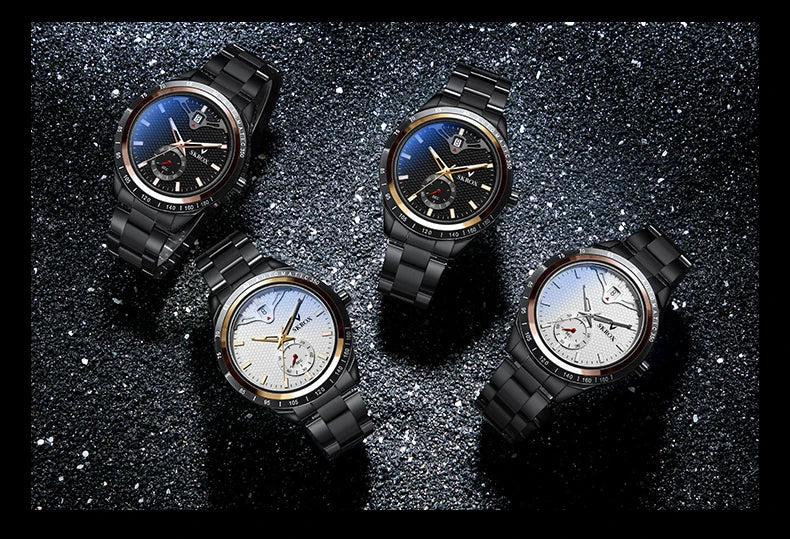 SKROX Luxury Sapphire Stainless Steel Automatic Movement Mechanical Clockwork Man Watch Military Waterproof Men's Wrist Watches