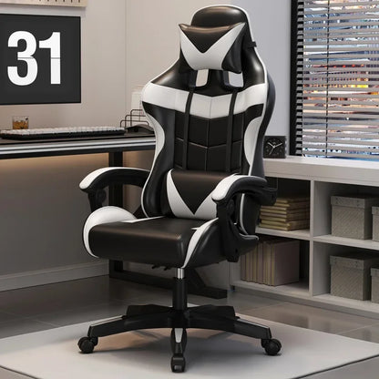 Chaise de jeu ergonomique, chaise de bureau réglable, chaise d'ordinateur pivotante, roulettes silencieuses, support lombaire, siège confortable, pour la maison