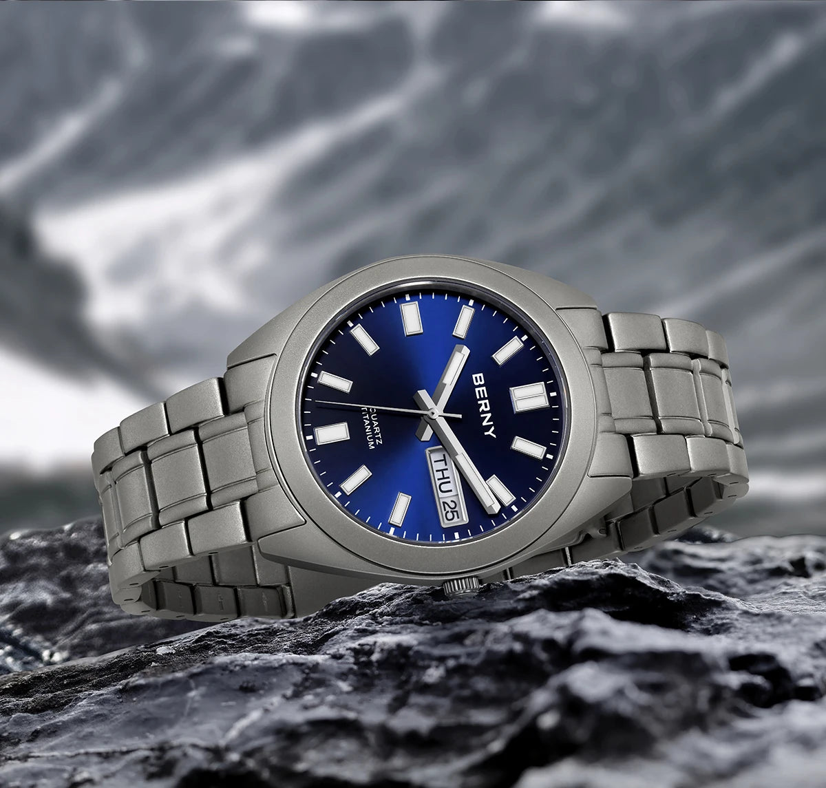 BERNY Titanium Watch for Men Super Light Weight Wristwatch Super Luminous Sapphire 10ATM Waterproof Sport Field Quartz Watches