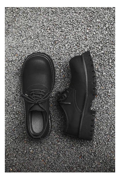 Thick Sole Casual Genuine Leather Dress Shoes Men Platform Height Increase Japan Harajuku Korean Streetwear Fashion Shoes White