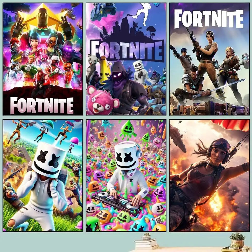 Game-F-F-Fortnites Poster, selbstklebend und wasserfest, ideal für Wohnzimmer, Schlafzimmer und Bar-Dekoration