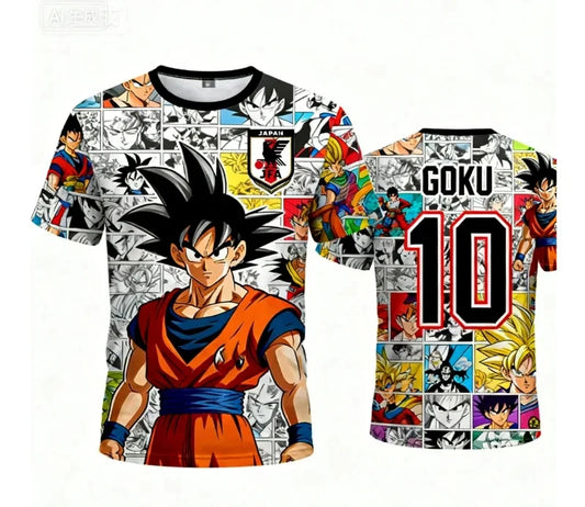 2026 Sommer Neues Herren-Fußballtrikot mit Dragon Ball Goku 3D-Print, T-Shirt für Kinder, Anime-T-Shirt, spezielles Fußballtrikot NO.10