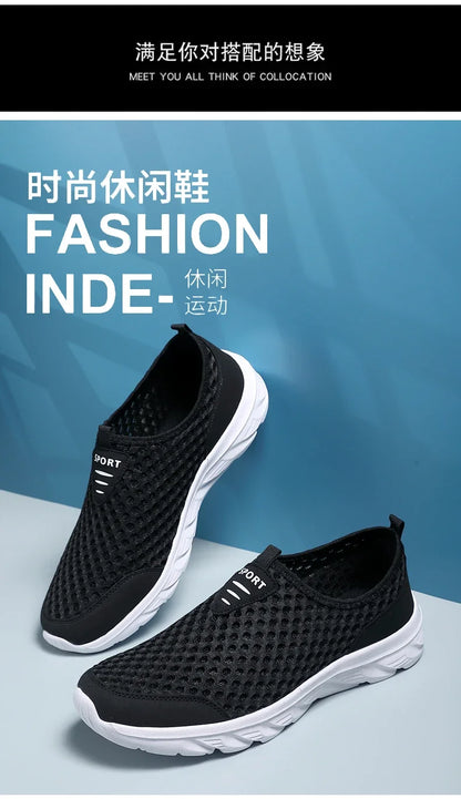 YRZL Lightweight Men Casual Shoes Breathable Slip on Male Casual Sneakers Anti-slip Men's Flats Outdoor Walking Shoes Size 39-46