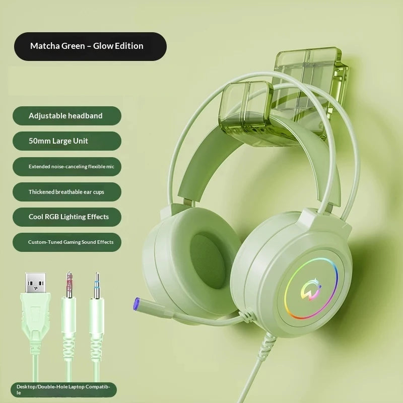 Casque de jeu filaire Paw Hunter T9 avec microphone et éclairage RGB, son surround virtuel 7.1, casque supra-auriculaire pour PC, ordinateur portable et jeux.