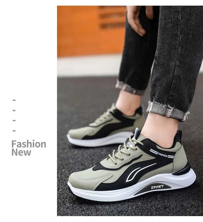 Modne męskie buty sportowe w koreańskim stylu, sznurowane, casualowe, do biegania, wygodne, oddychające, z grubą podeszwą