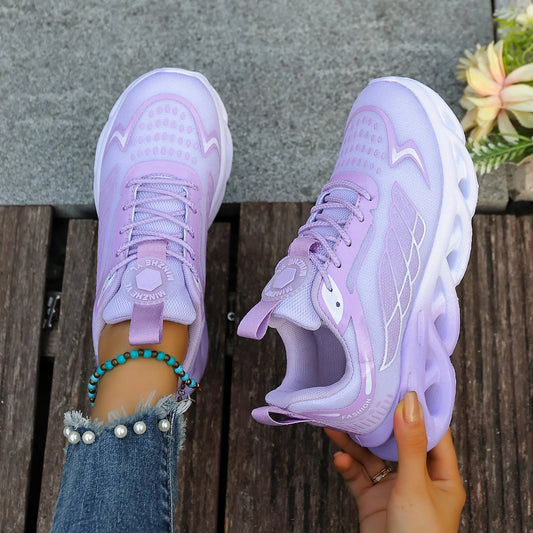 Summer Unisex Running Shoes Women Lightweight Mesh Breathable Comfortable Flat Soft Tennis Shoes Lace-up Sneakers