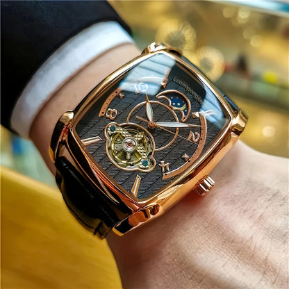 [Luxury mechanical tourbillon watch] Lightweight luxury mechanical tourbillon watch for men – High-end, fully automatic model in a trendy ‘skeleton’ style, ideal for a professional outfit o