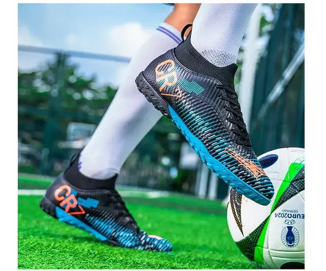 Kinder-Fußballschuhe mit Zehenschutz gegen Stöße, Schnürverschluss, kurzen rutschfesten Stollen, strapazierfähig und atmungsaktiv, für Outdoor-Spiele auf Rasen