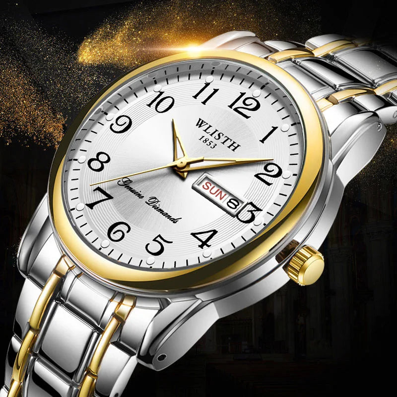 Orologio di lusso da donna, orologio al quarzo, orologio da polso digitale, impermeabile, con calendario e display illuminato; stile alla moda e professionale, adatto anche agli uomini.