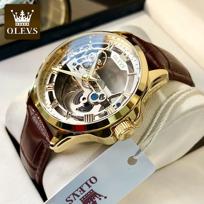 OLEVS 6661 Men Top Brand Watch Luxury All Transparent Hollow Men Mechanical Watch Original Fashion Waterproof Classic Men Watch