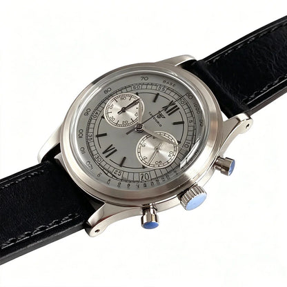38mm Tandorio Retro Men's Watch Sport Watches Miyota OS20 Movement Chronograph Quartz Clock Black Dial Bubble Arched Glass
