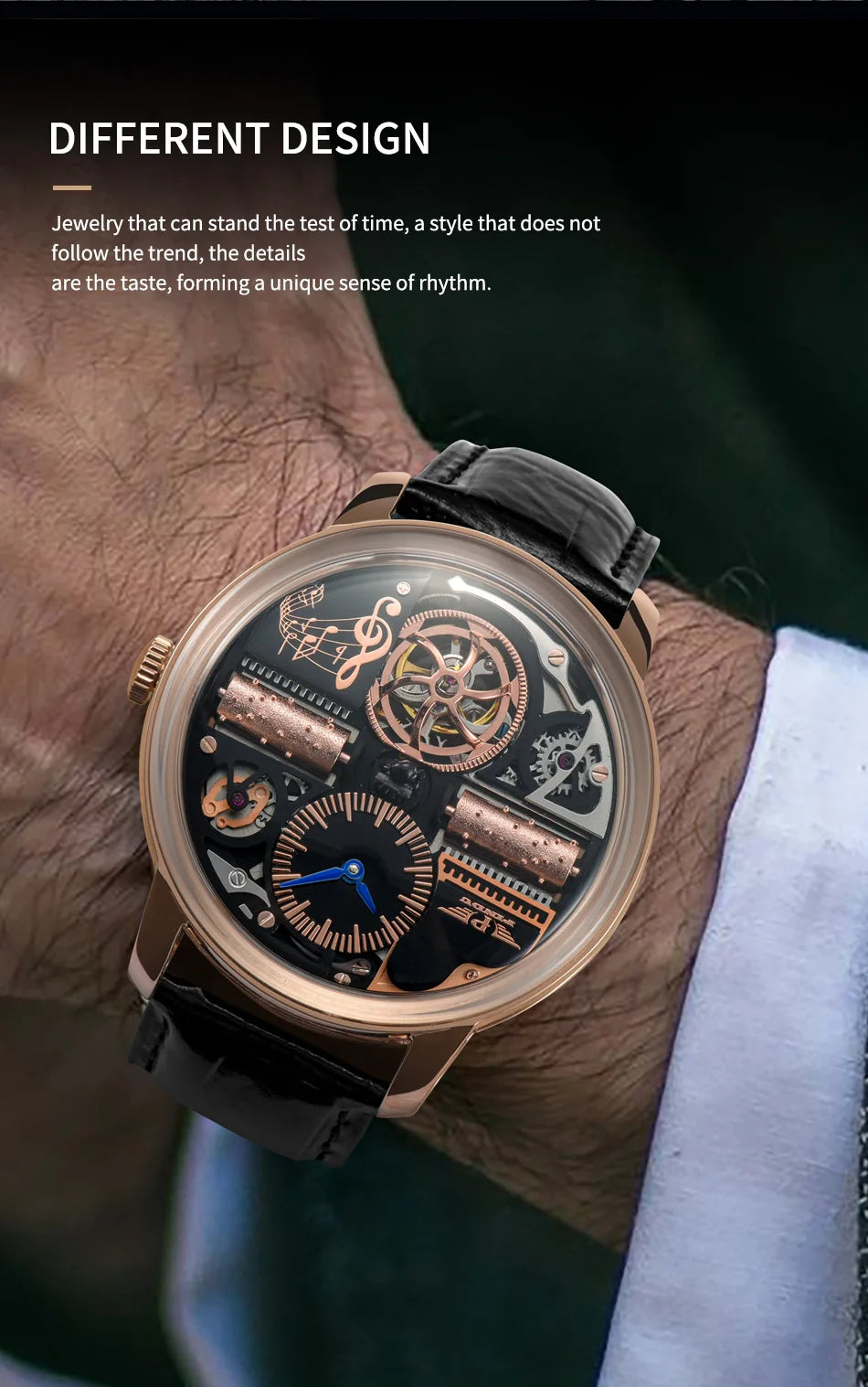 2025 NEW PINDU Design Music Series Machinery Watch Men Movement Stainless Steel Sapphire Glass Top Luxury Automatic Watch Hollow