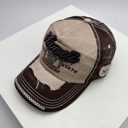 Gorras de béisbol vintage coreanas lavadas para hombre y mujer, de algodón, con cierre snapback, bordado de letras, versátiles, modernas e informales con efecto desgastado