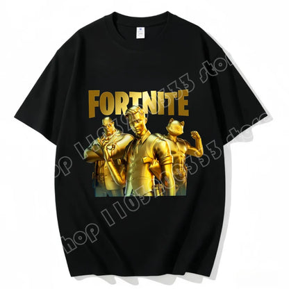 Fortnite Crew Neck T Shirt Unisex Adult Game Dance Fashion New Pure Cotton Short Sleeve Tops Perfect for Casual Wear Vacations