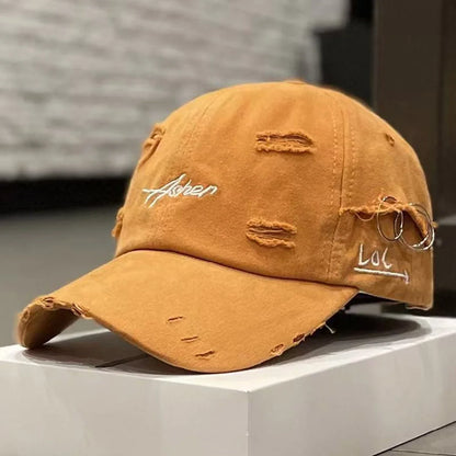 Șepci de baseball unisex Asher cu broderie, cu găuri și inel metalic, reglabile, pentru activități în aer liber, de primăvară și toamnă, casual, cu protecție solară