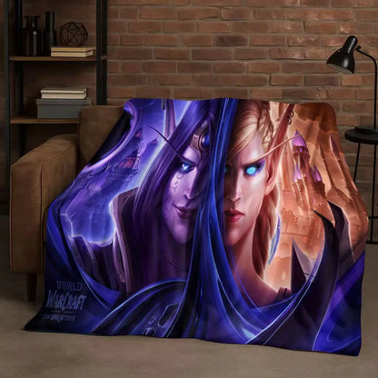 3D WOW World of Warcraft Game Demon Hunter Arthas Cartoon Flannel Blanket,Ultra Soft Plush Throw for Home Bedroom Bed Sofa Cover