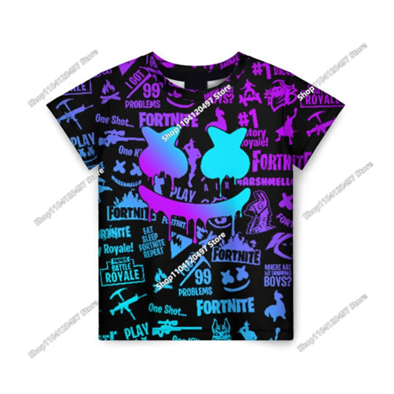 T-shirt 3D Battle Royale Fortnite — T-shirts para Homem e Mulher, Rapazes e Raparigas, Tops Cartoon Victory, Roupa Teen, Crianças, Herói de Jogo, T-shirts e Tops