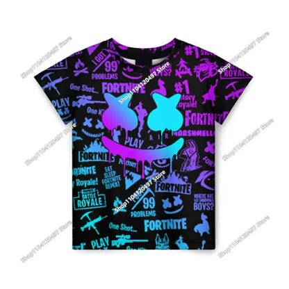 T-shirt 3D Battle Royale Fortnite — T-shirts para Homem e Mulher, Rapazes e Raparigas, Tops Cartoon Victory, Roupa Teen, Crianças, Herói de Jogo, T-shirts e Tops